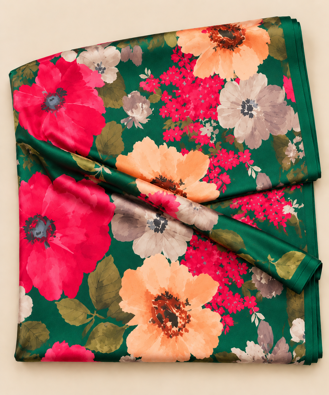Crepe satin floral sari