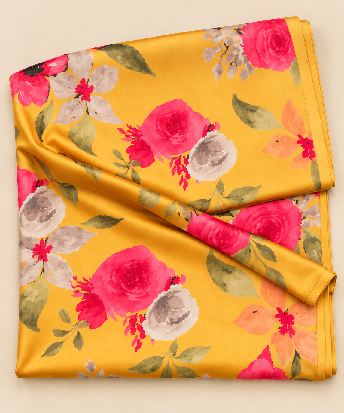 Crepe satin floral sari
