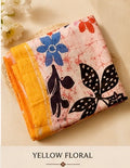 Yellow Floral — Pure Mulberry Silk Hand Batik Sari