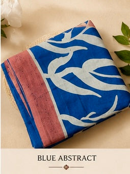 Blue Abstract — Pure Mulberry Silk Hand Batik Sari
