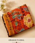 Orange Floral — Pure Mulberry Silk Hand Batik Sari