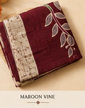 Maroon Vine — Pure Mulberry Silk Hand Batik Sari