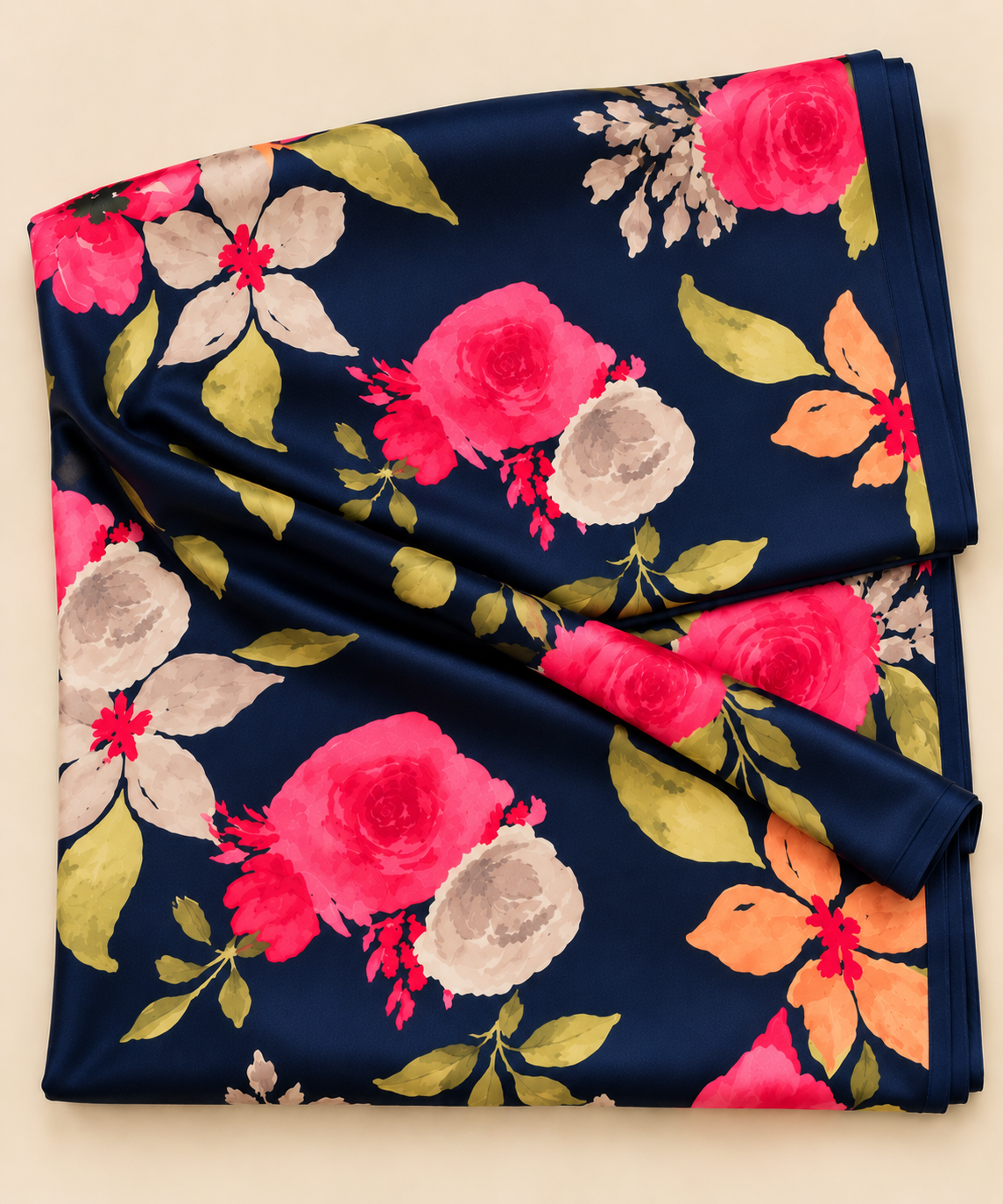 Crepe satin floral sari