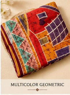 Multicolor Geometric — Pure Mulberry Silk Hand Batik Sari