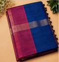Royal Blue & Magenta Raw Silk Blend Saree