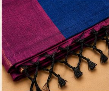 Royal Blue & Magenta Raw Silk Blend Saree