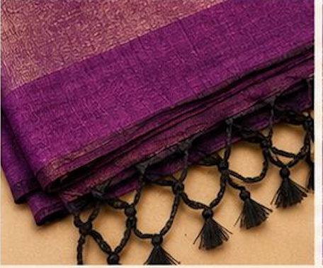 Grey & Purple Temple Raw Silk Blend Saree