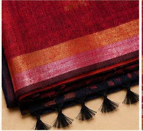 Navy & Magenta Temple Raw Silk Blend Saree
