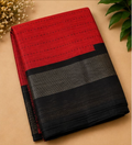 Red & Black Raw Silk Blend Saree