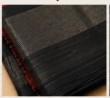 Red & Black Raw Silk Blend Saree