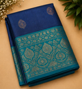 Navy & Teal Zari Raw Silk Blend Saree
