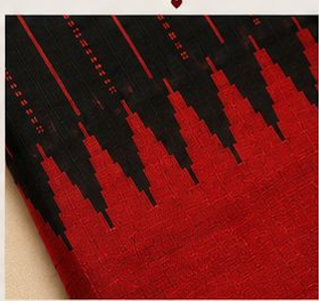 Black & Red Temple Raw Silk Blend Saree