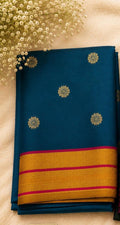 Peacock Teal Blue semi Silk