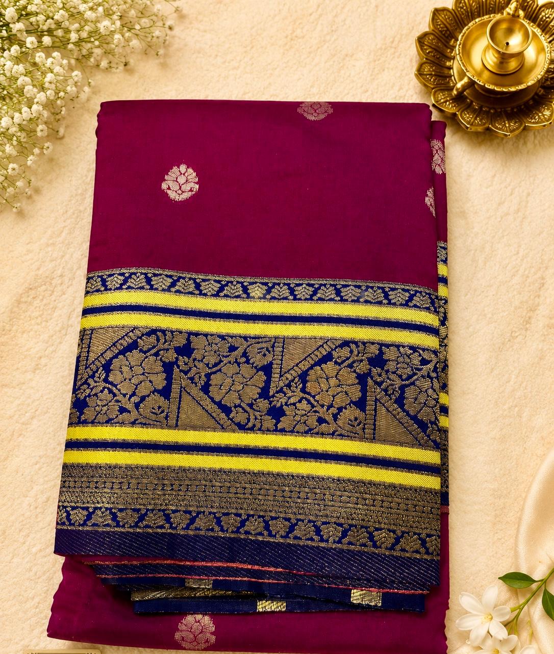 Plum Wine Semi Silk Kanjeevaram
