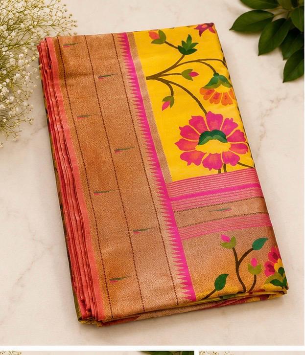 Soft silk Jamdani with Paithani muniya border