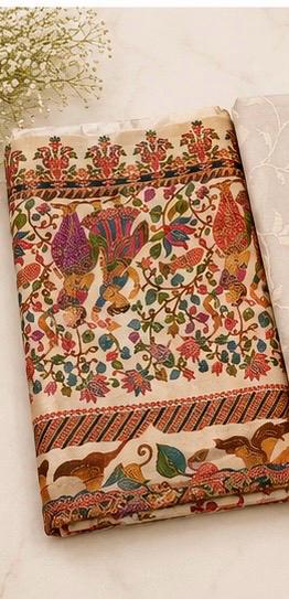 Soft Silk Pashmina Saree — Dancing Figures