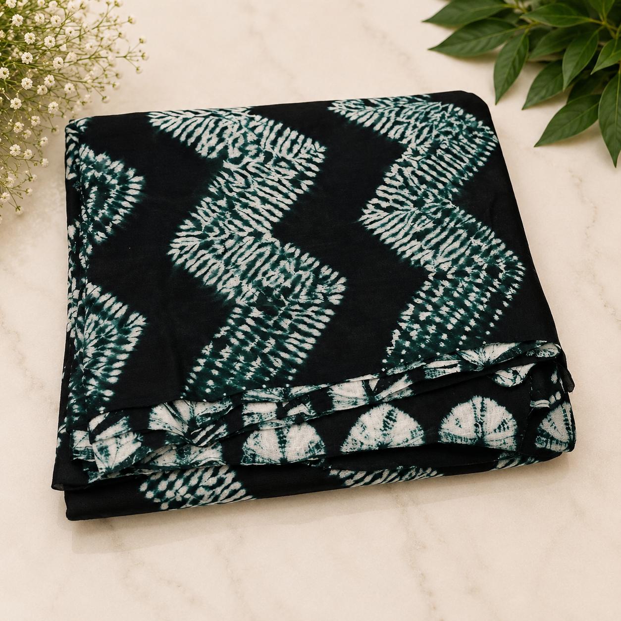 Bottle Green Shibori Saree (Modal Silk)