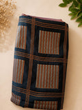 Geometric Grid Saree — Rust & Cream on Black