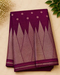 Wine Purple Temple banarasi Saree Pure silk — Gold Zari