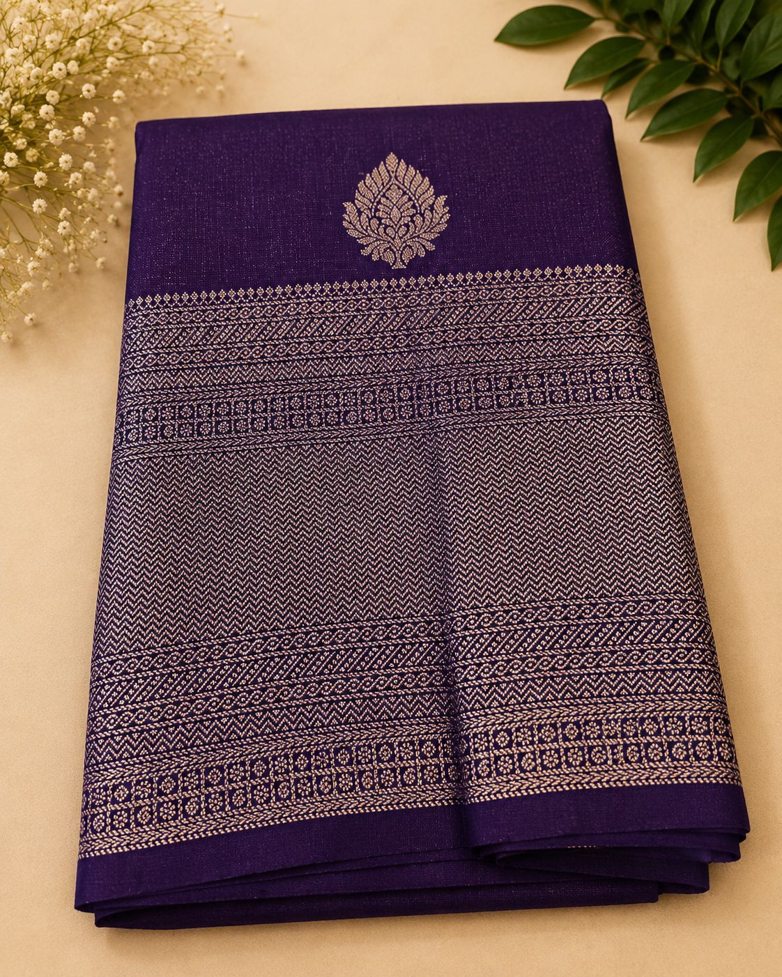 Royal Purple Pure Silk Banarasi Saree — Gold Zari