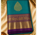 Peacock Teal Pure Kanjeevaram Silk