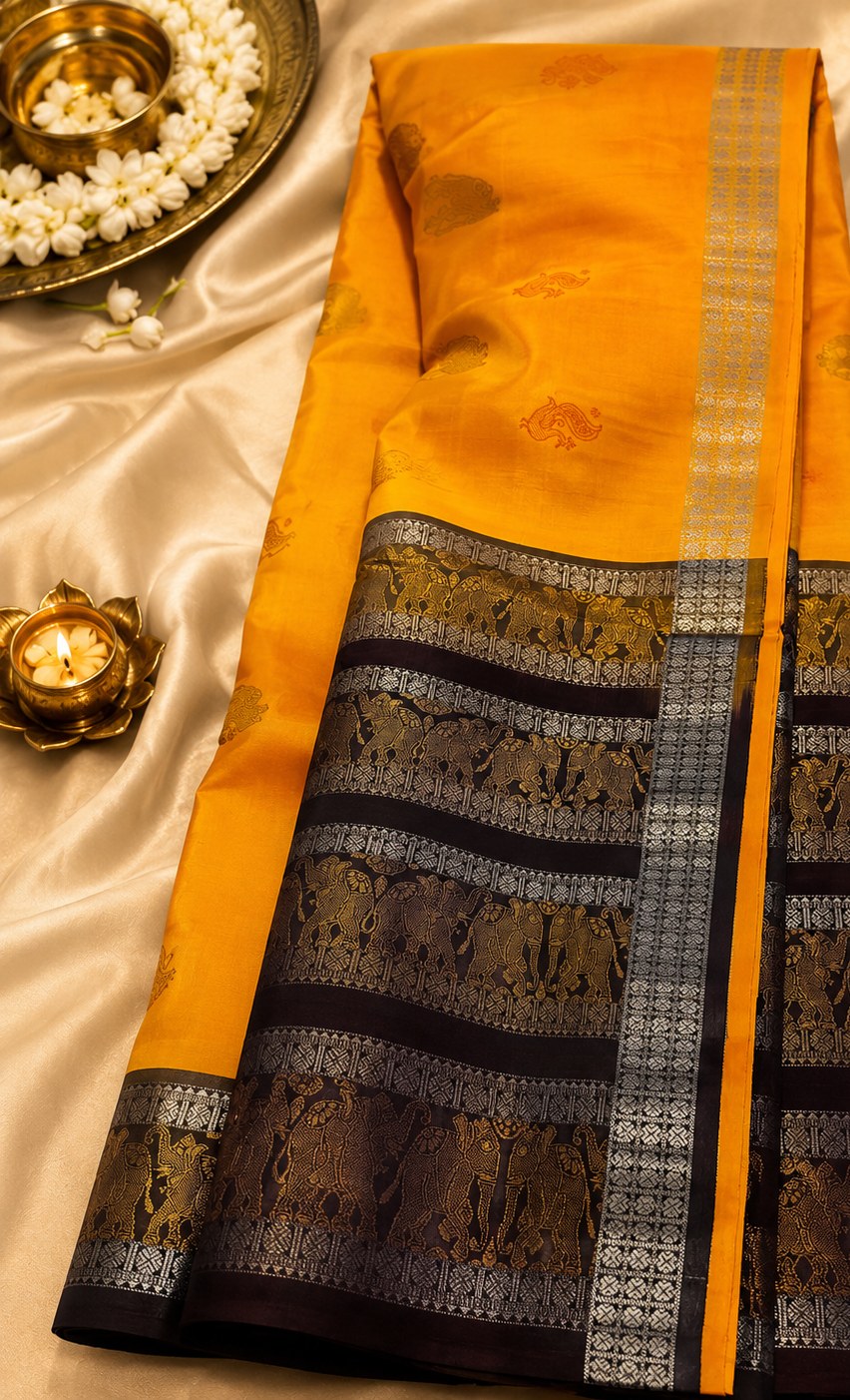 Turmeric Yellow Kanjeevaram Silk