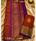 Oxblood (Arakku) Pure Kanjeevaram Silk with Korvai border